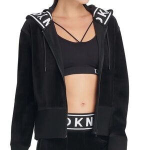 Women’s DKNY velour Black Women's Hoodie and jogger set. 

Hoodie L
Joggers S